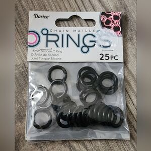 Darice Black Silicone O Rings 15mm 25 Piece Jewelry Making Chain Maille‎ BC166